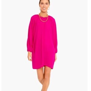 Tuckernuck Pomander Place Eliza Shift Dress Fuchsia Pink Long Sleeve Size Small